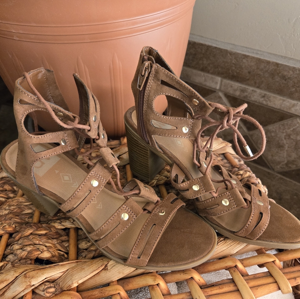 Women's Brown Strappy Gladiator Heeled Sandals By DV Size 7.5. NEVER WORN! Nwob - Picture 2 of 4